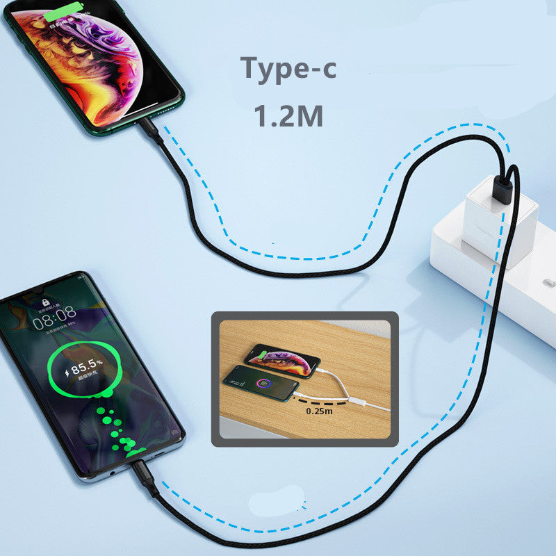 Two In One Data Cable One In Two Charging Cable Fast Charging 5A Cable