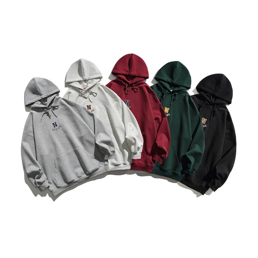 Simple Letter Embroidery Couple Hoodies Men And Women Casual Sweatshirt