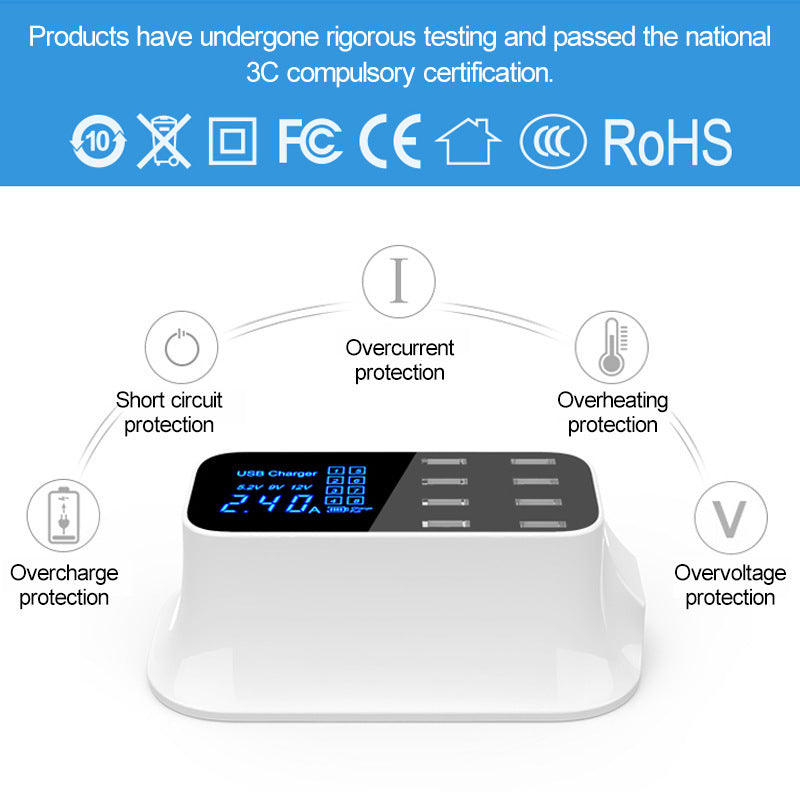 40W8usb digital display charger