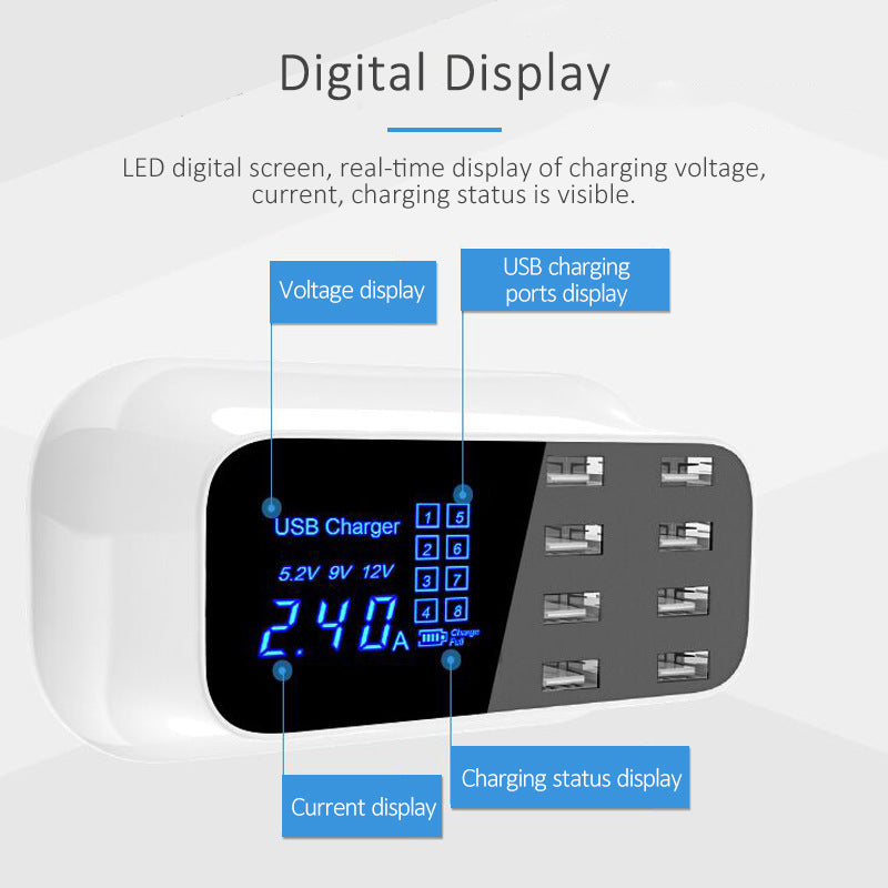 40W8usb digital display charger