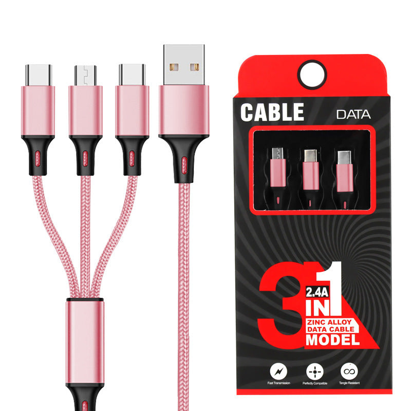 One for three charging cable data cable